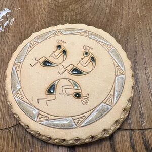 Nan Groves Handcrafted Tan and Black Kokopelli Wall Art